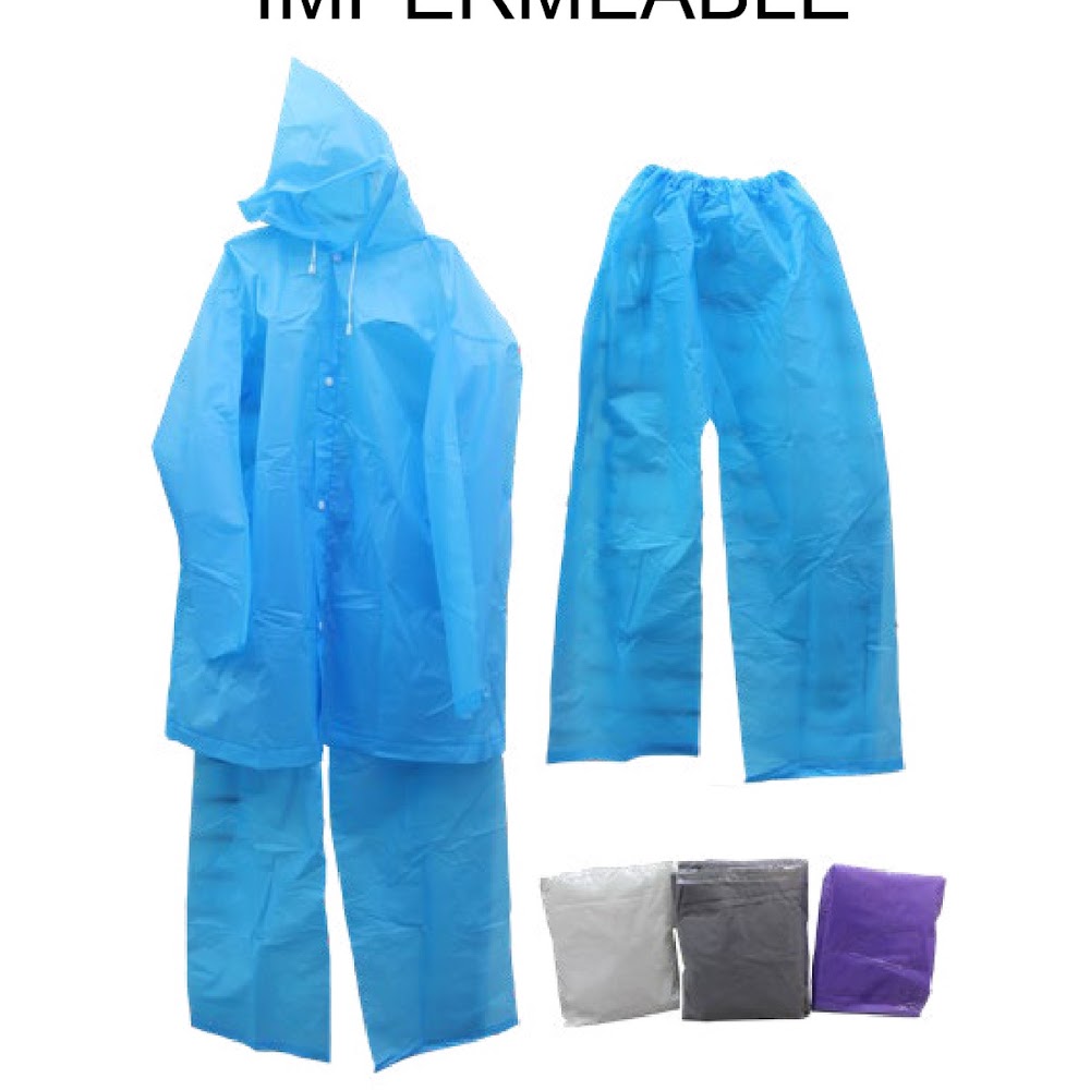[EB-UB8782] Impermeable 2 Piezas Adulto Pantalón y Chamarra con Capucha Caja 100 pzas