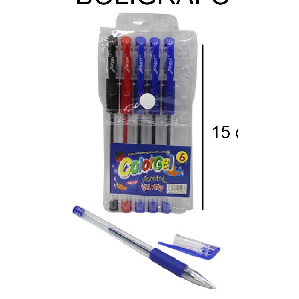 Bolígrafo Set 6 Piezas Rojo Azul y Negro 15 cm Escolar Caja 480 pzas