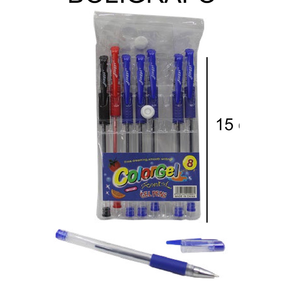 [EB-ST44662] Bolígrafo Set 8 Piezas Azul Rojo y Negro 15 cm Escolar Caja 360 pzas