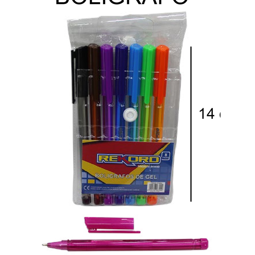 Bolígrafo de Gel de Colores 8 Piezas 14 cm Escolar Caja 360 pzas