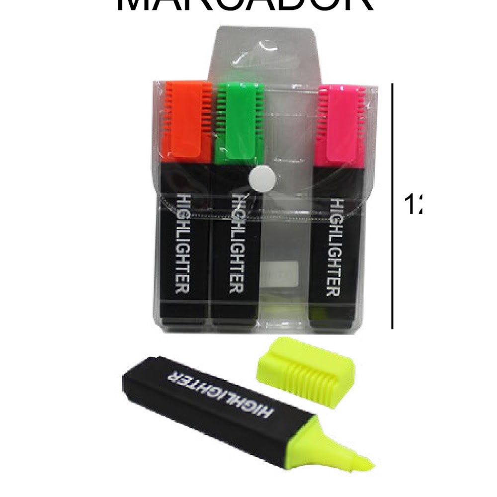 [EB-ST44585] Marca Textos 4 Piezas 12 cm Colores Neón en Blíster Caja 300 pzas