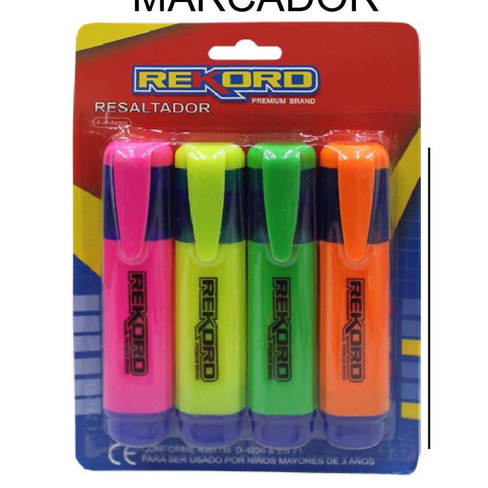 [EB-ST42117] Marca Textos Neón 4 Piezas 12 cm Punta Biselada Caja 300 pzas