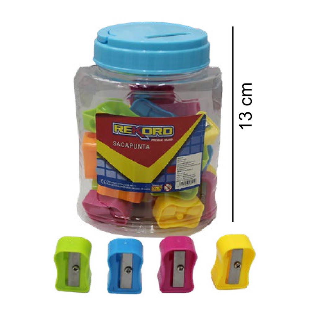 Sacapuntas Escolar Bote con 36 Piezas 13 cm Colores Caja 120 pzas