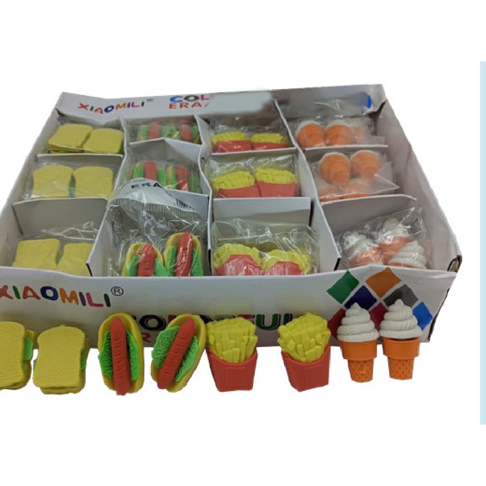 [EB-ST44773] Goma Figura Comida 48 Piezas en Exhibidor Escolar Caja 32 pzas