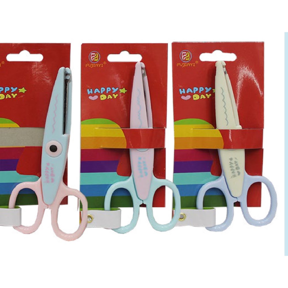 [EB-ST44570] Tijeras Decorativas Filo de Onda 13 cm Colores Pastel Caja 480 pzas