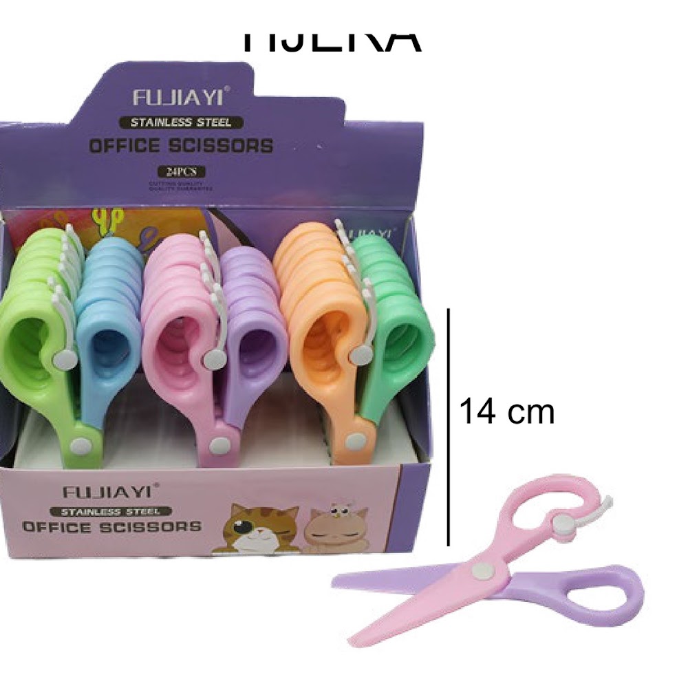 Tijeras Escolares 14 cm Punta Roma Tonos Pastel Caja 960 pzas