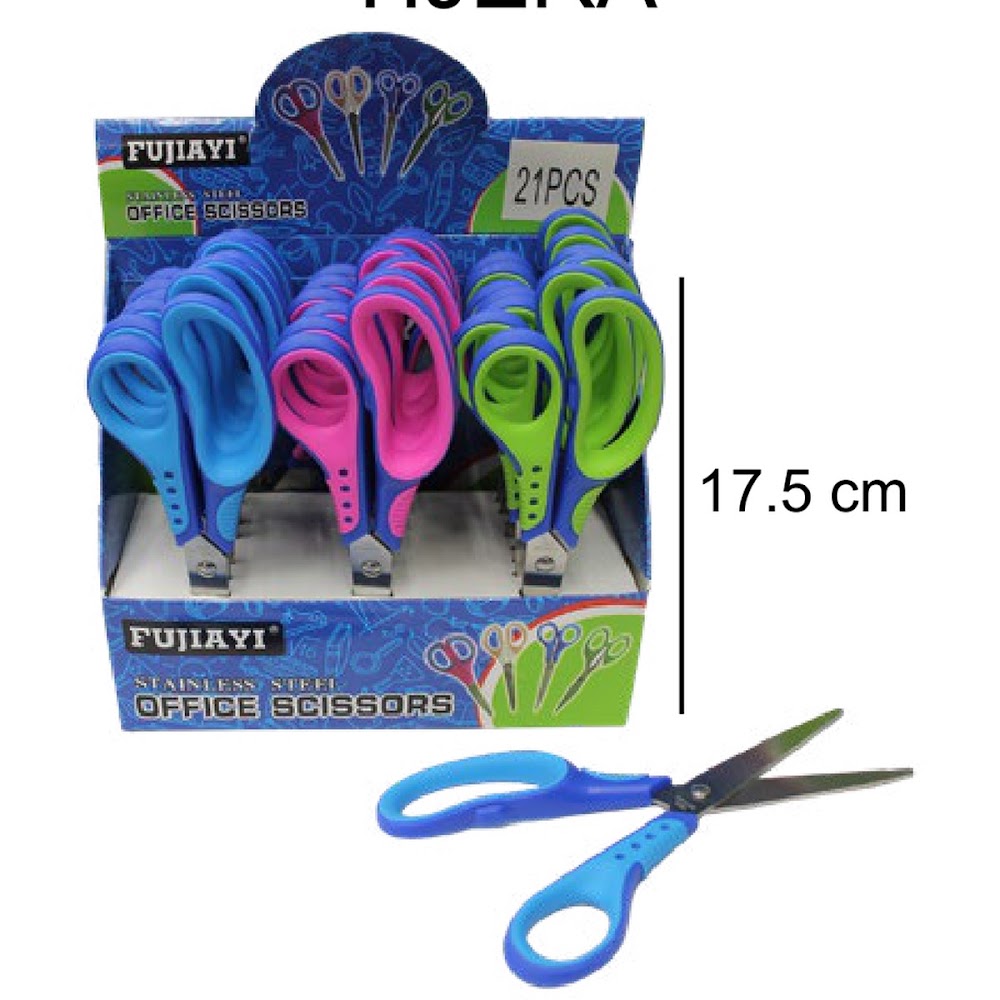 [EB-ST44557] Tijeras de Oficina 17.5 cm Mango Suave Colores Surtidos Caja 630 pzas