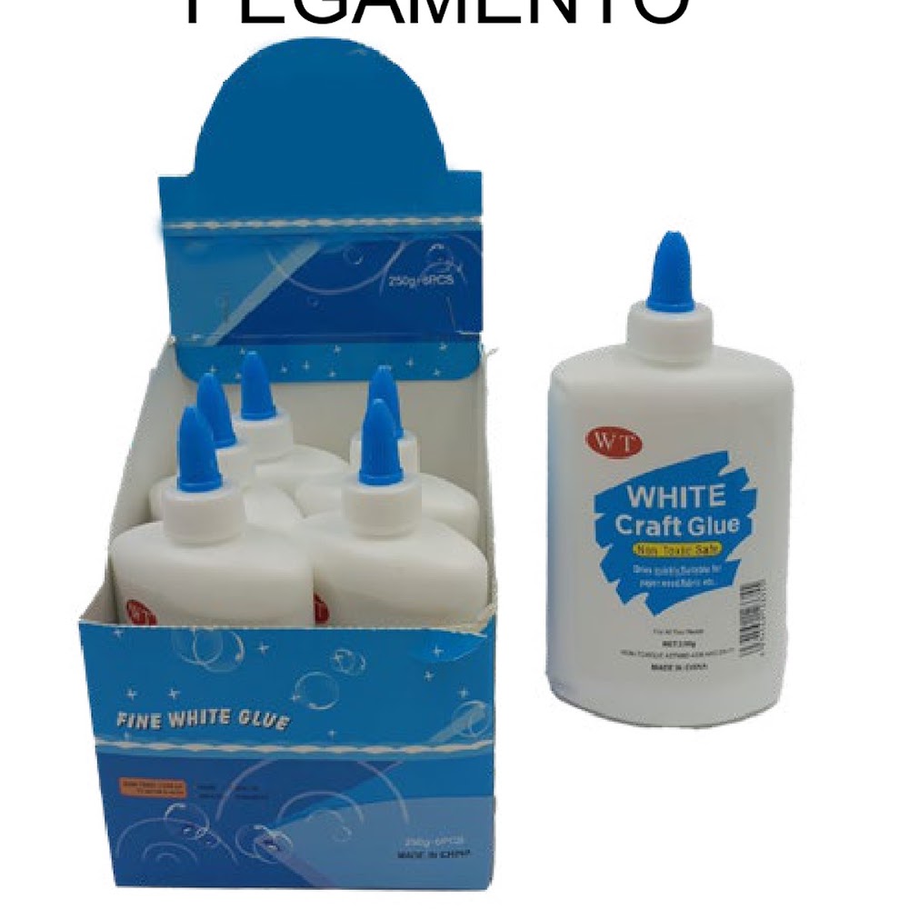 Pegamento Blanco Escolar 250 g Botella con Aplicador Caja 72 pzas