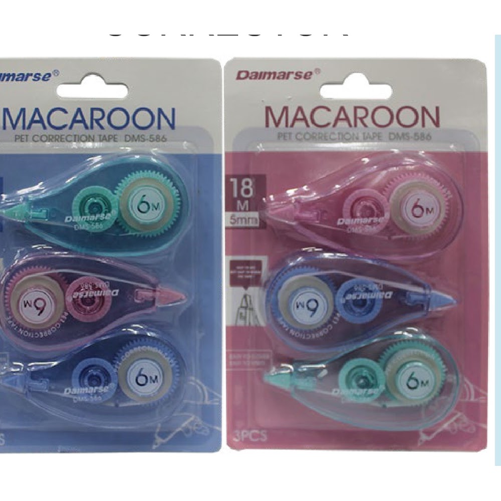 Corrector en Cinta 3 Piezas 18 m x 5 mm Tonos Macaron Caja 384 pzas