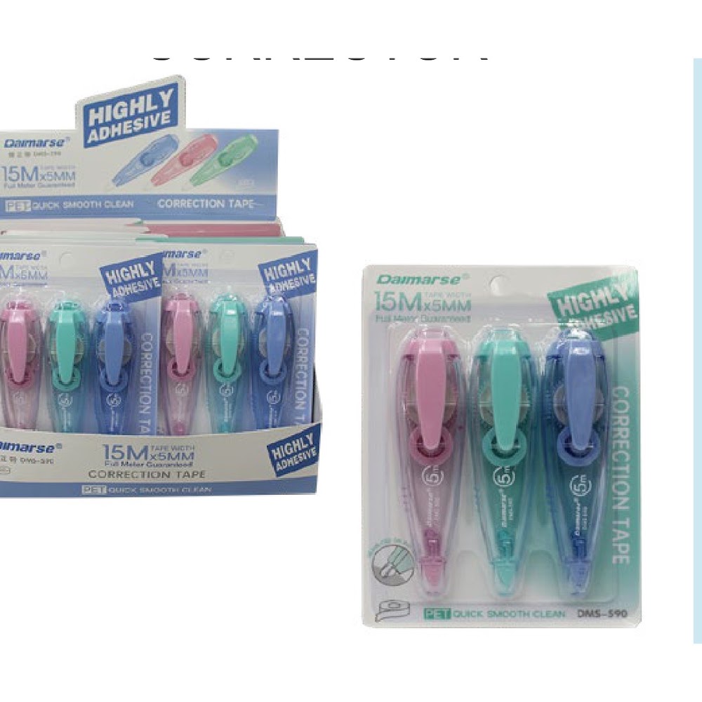 [EB-ST44529] Corrector en Cinta 3 Piezas 15 m x 5 mm Colores Pastel Caja 360 pzas