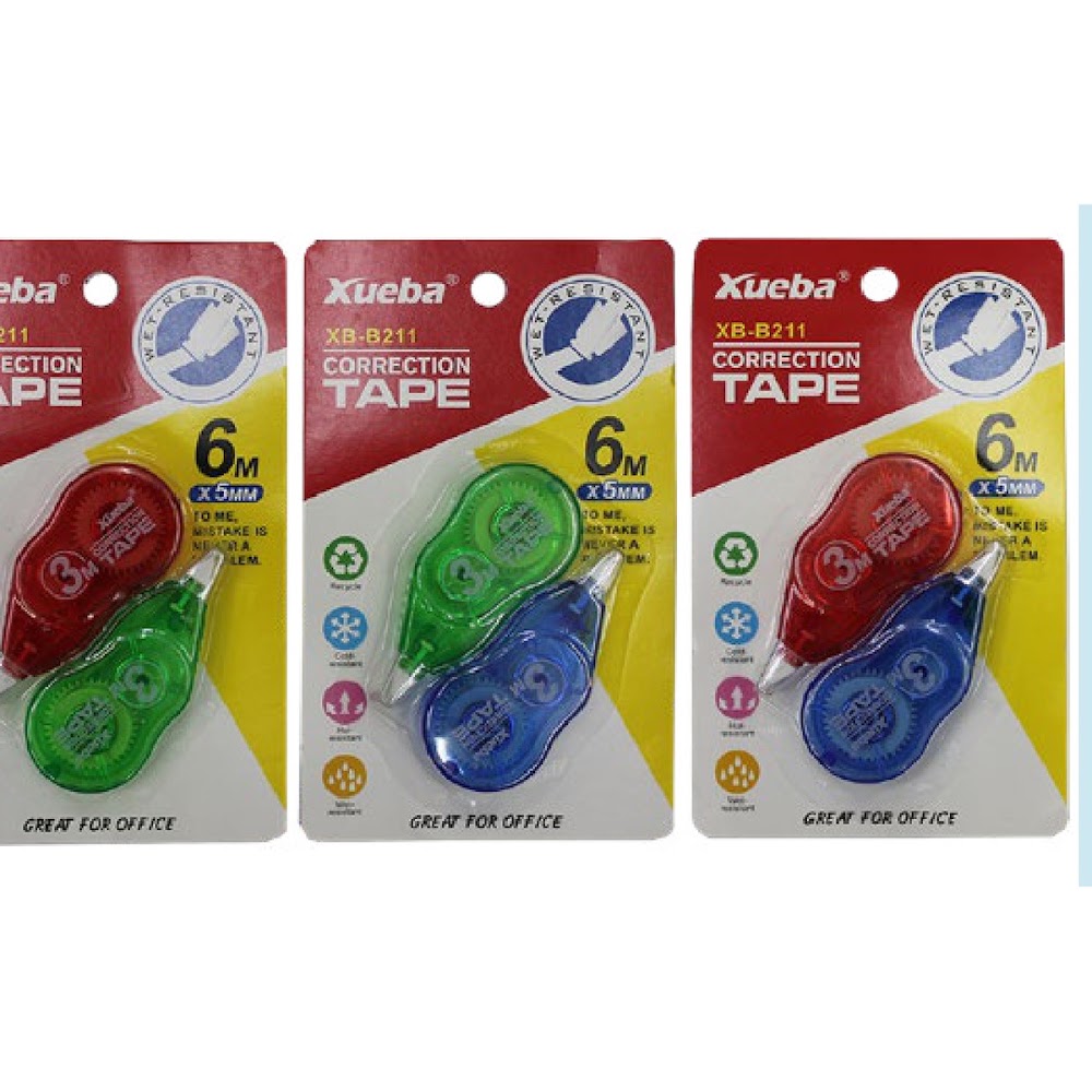 [EB-ST44540] Corrector en Cinta 2 Piezas 6 m x 5 mm Colores Surtidos Caja 720 pzas