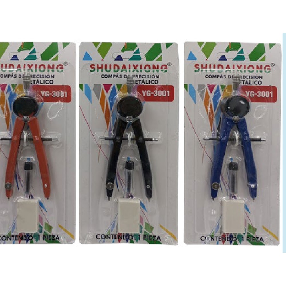 [EB-ST44709] Compás de Precisión Metálico 20 cm con Goma y Repuesto Caja 288 pzas