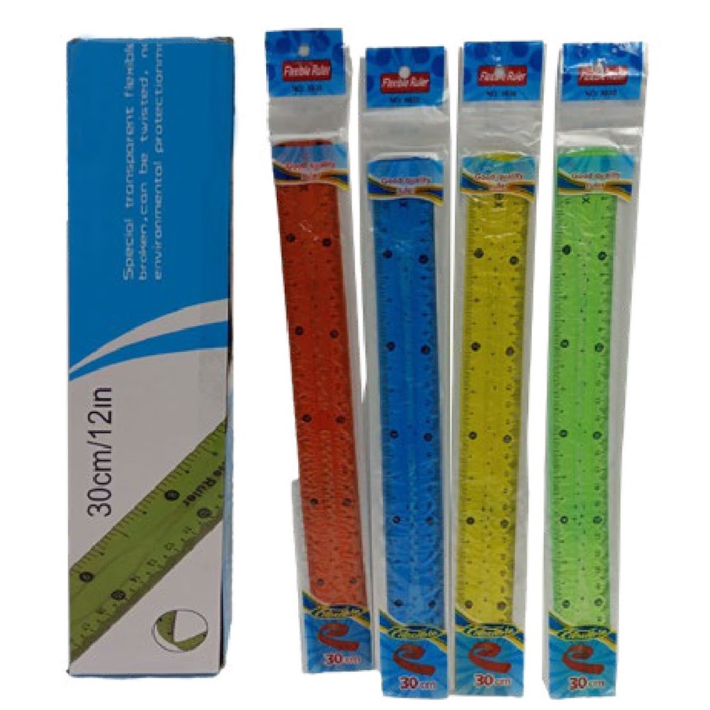 Regla Flexible 30 cm Colores Surtidos para Escuela Caja 1152 pzas