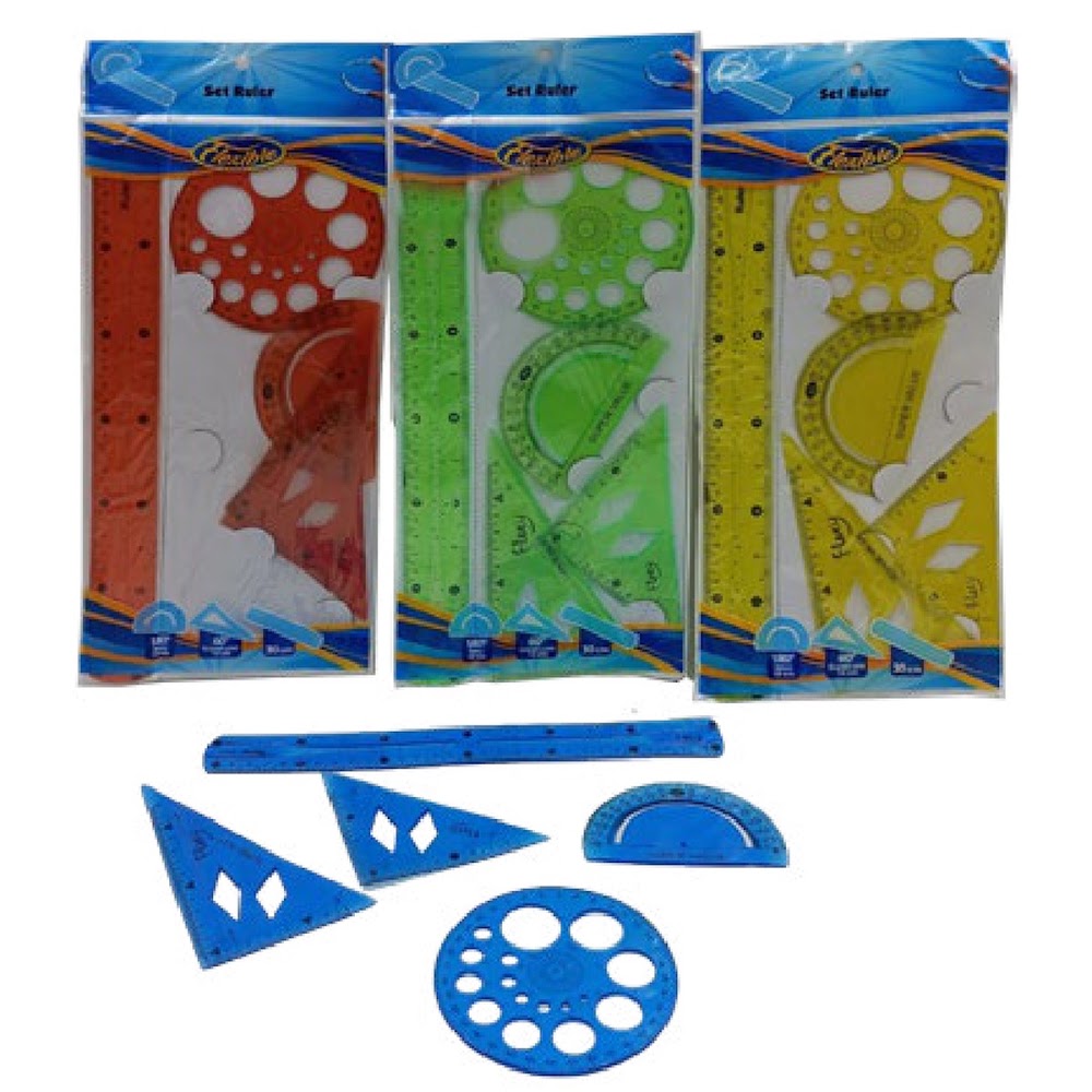 [EB-ST44768] Juego de Geometría con Regla 30 cm de Plástico Flexible Caja 288 pzas