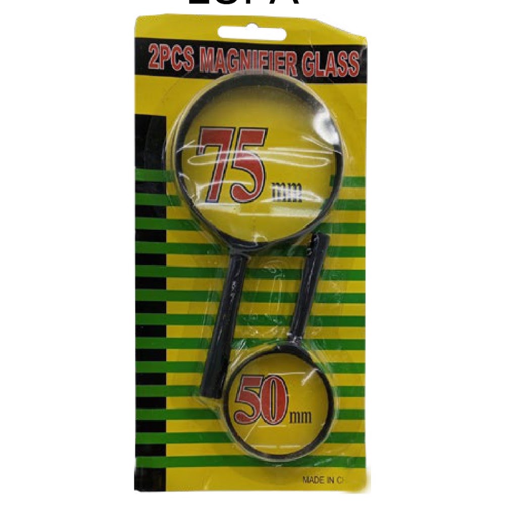 [EB-ST44652] Lupa de Vidrio 2 Piezas de 75 y 50 mm con Mango Caja 144 pzas