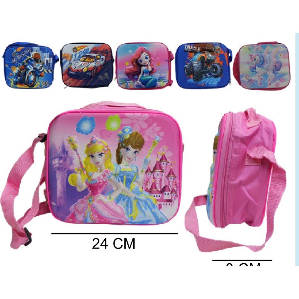 [EB-BG55963] Lonchera Escolar 24x18.5x8 cm con Correa Ajustable Caja 120 pzas