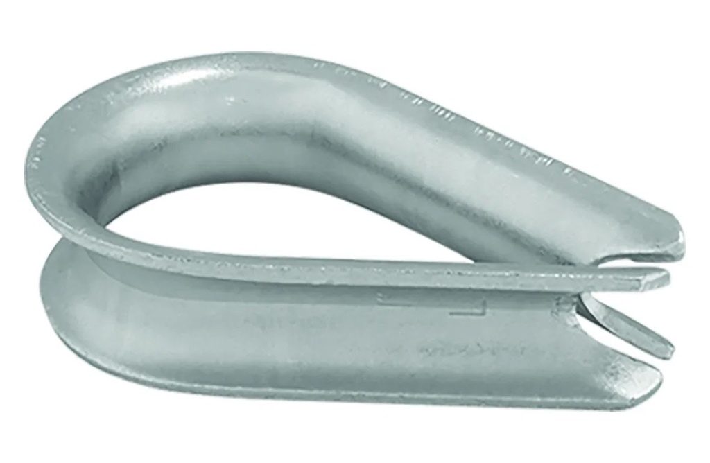 Guardacabo Galvanizado Ligero 1/4" para Cable de Acero, 10 pzas