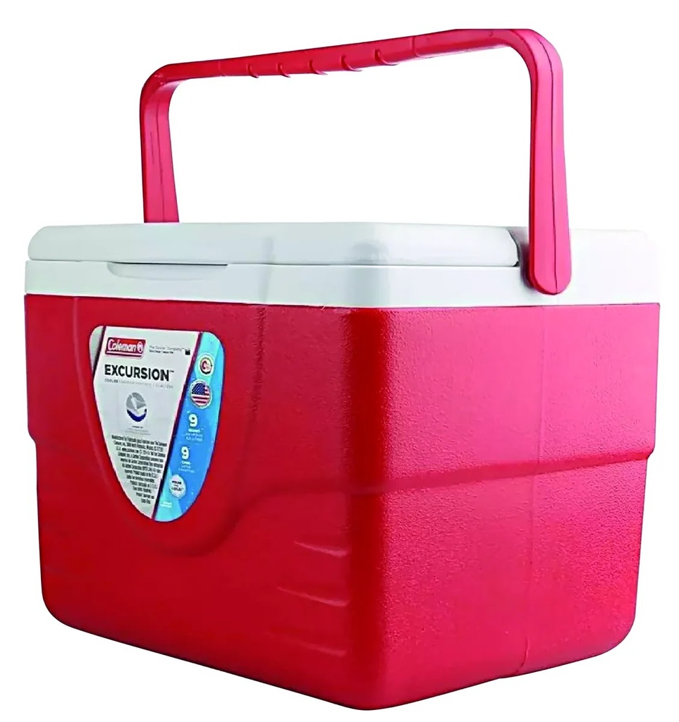 [OB-153828] Hielera 9 Cuartos Roja con Asa para Aire Libre Coleman