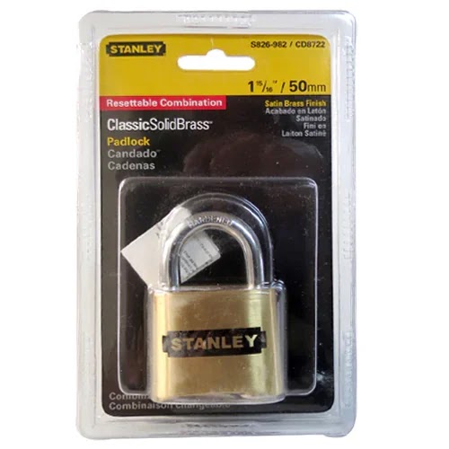 Candado Combinación Programable 50 mm Latón de Seguridad Stanley
