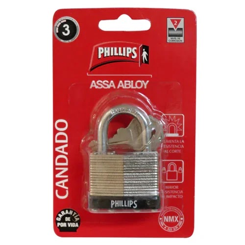 Candado Laminado 40 mm Blíster de Seguridad Phillips