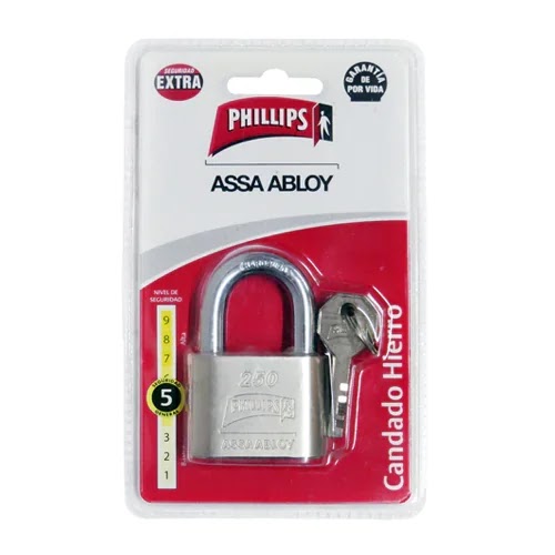 Candado de Hierro Phillips 250 Bp 50 mm Blíster de Seguridad
