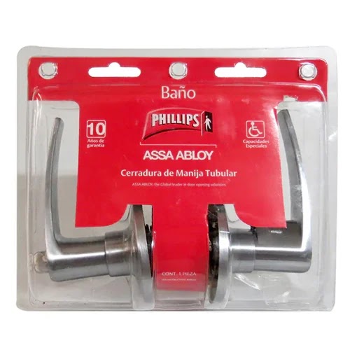 [OB-119183] Cerradura Manija Tampico Baño Cromo Mate para Puerta Phillips