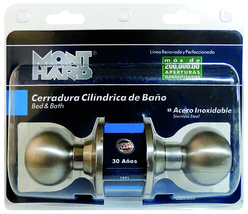 [OB-119164] Cerradura Pomo Bonnet Baño Acero Inoxidable para Puerta Mont Hard