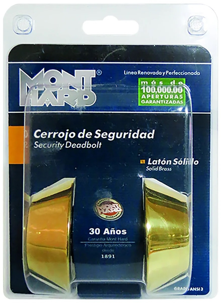 Cerrojo Puerta Cilindro Doble Latón B para Puerta Mont Hard