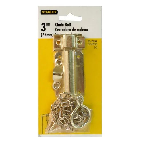 [OB-170802] Pestillo 3" con Resorte y Cadena Latón para Puerta Stanley