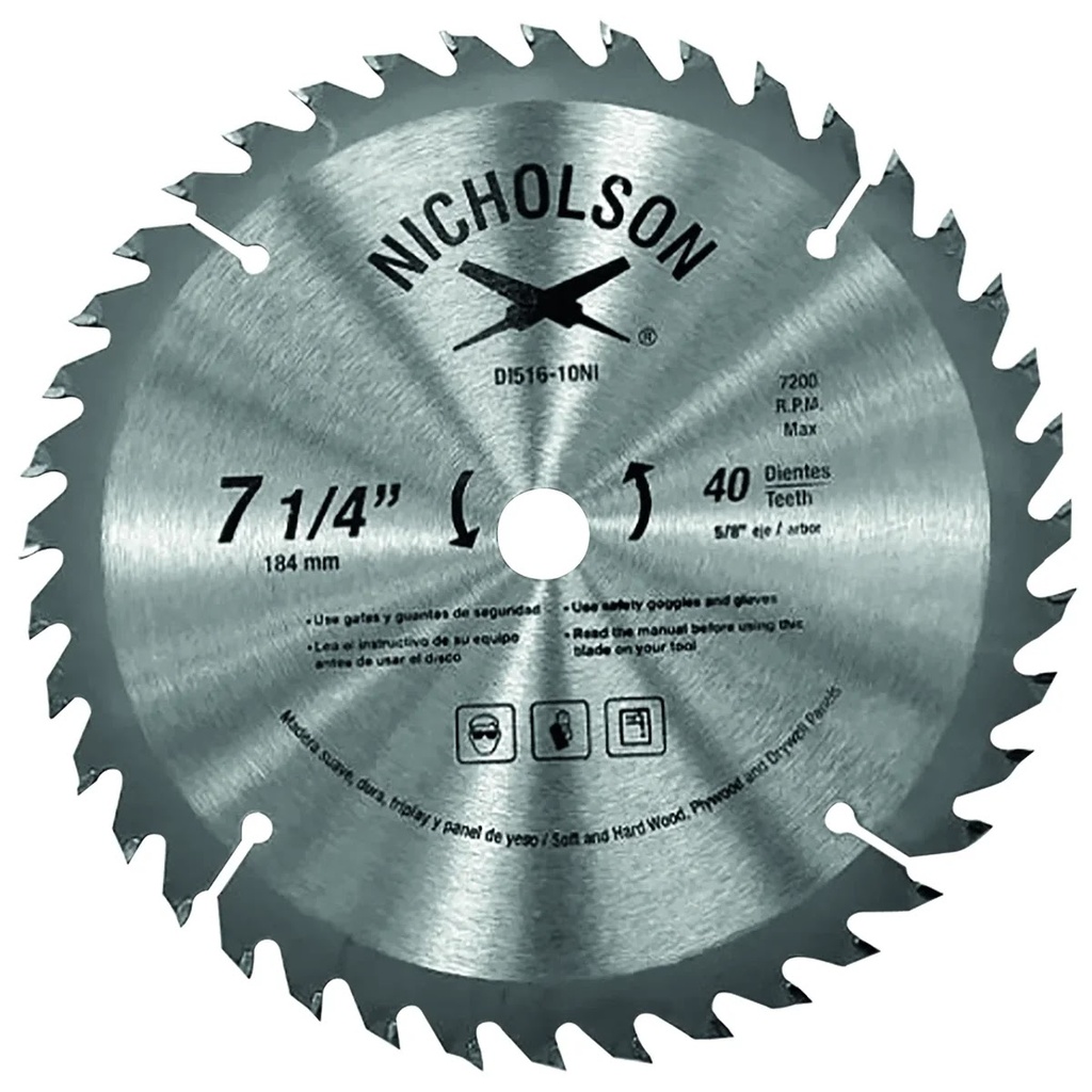 [OB-186156] Sierra Disco Madera 7"y40Dy16 mm Carburo para Madera Nicholson