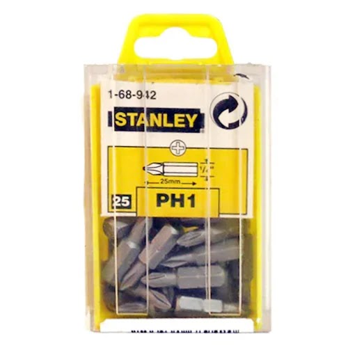Desarmador Punta + #1 y 1" Caja 25 pzas Punta Imantada Stanley