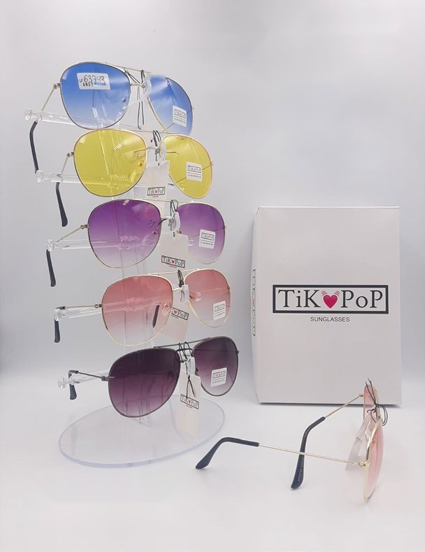 Lentes de Sol de Moda Tik Pop Aviador Metal Caja 12 Pz SP63793