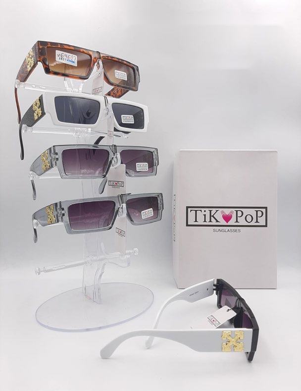Lentes de Sol de Moda Tik Pop Rectangular Acetato Caja 12 Pz SP64627