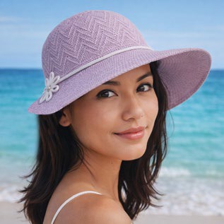 [EB-GS73849] Sombrero para Dama Tejido Lila con Flor Caja 240 Pz GS73849