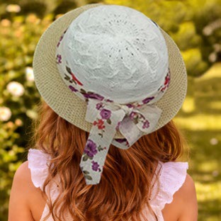 Sombrero para Niña Paja Niña con Pañuelo Estampado Caja 240 Pz GS76048