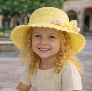 Sombrero para Dama Paja Dama Amarillo con Moño Caja 240 Pz GS75885
