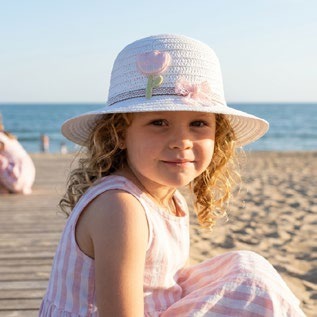 Sombrero para Niña Paja Niña Rosa con Flores Caja 240 Pz GS75873