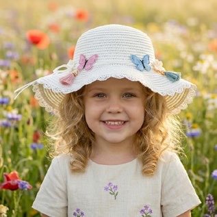 Sombrero para Dama Paja Dama Crema con Flores Caja 240 Pz GS75887