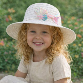 Sombrero para Niña Paja Niña Rosa Ala Ancha Caja 240 Pz GS75878