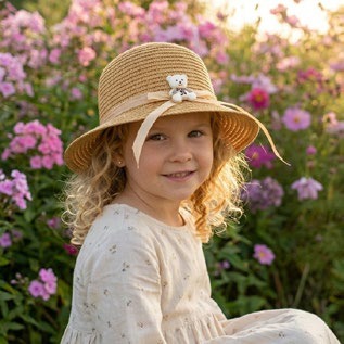 [EB-GS75876] Sombrero para Niña Paja Niña con Listón y Flor Caja 240 Pz GS75876
