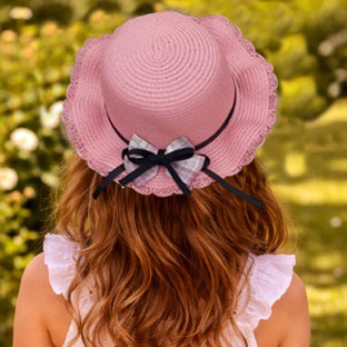 Sombrero para Niña Paja Niña Rosa con Listón Negro Caja 240 Pz GS76059