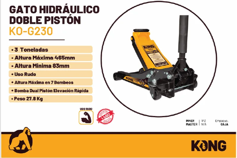 Gato Hidráulico de Patín 3 Toneladas Doble Pistón KO-G230