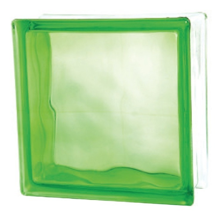 Bloque de Vidrio "Nube Verde" 19x19x8 cm (6 pzas)