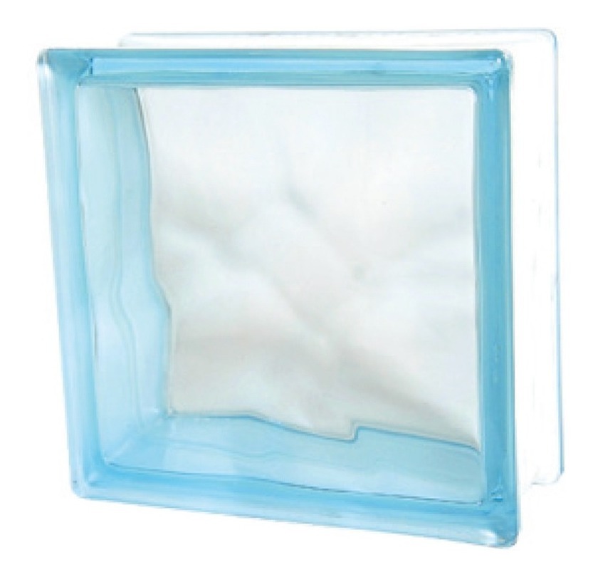 Vidrioblock 19X19X8 Bloque De Vidrio  Nube Azul Celeste