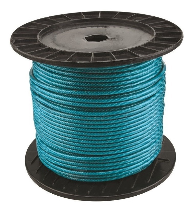 [GM-14CABLES189CH] Cable de Acero 7x7 Recubierto Vinil Azul 1/8" x 3/16" x 80m