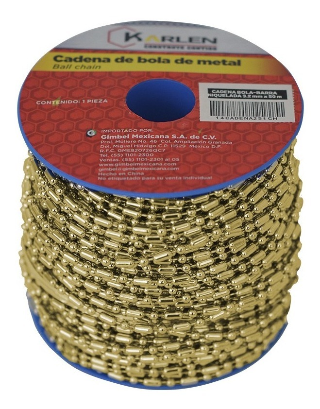 Cadena Bola-barra Latonada 3.2 MM X 50 M