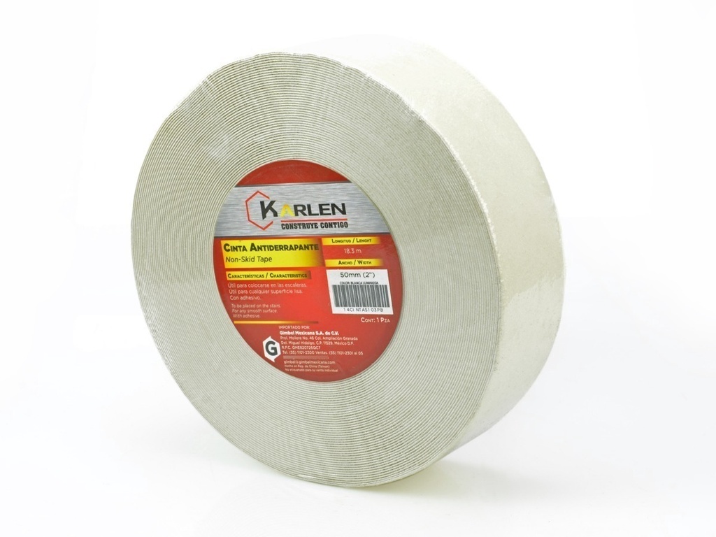 Cinta Antiderrapante Blanca Luminosa 50mm X 18.3m (2")