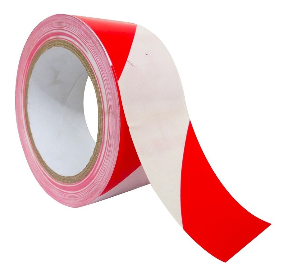 Cinta de Advertencia Roja/blanca Adherible 30m X 48mm