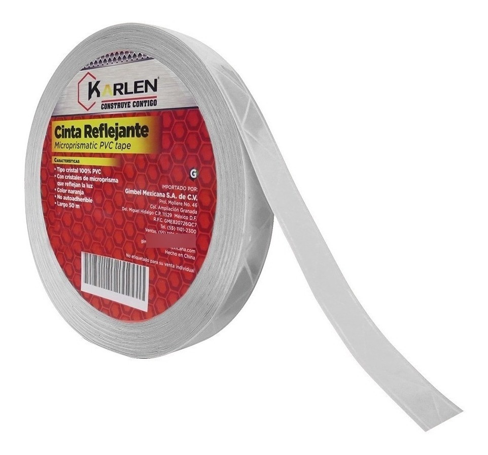 Cinta Reflejante Tipo Cristal Blanca 38Mmx50M