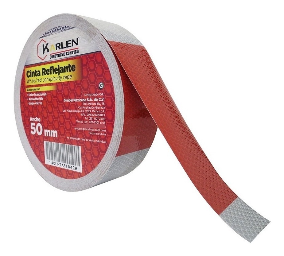 [GM-14CINTAS184CH] Cinta Reflejante Blanco/Rojo 50Mmx45.7M Rs-1300N3